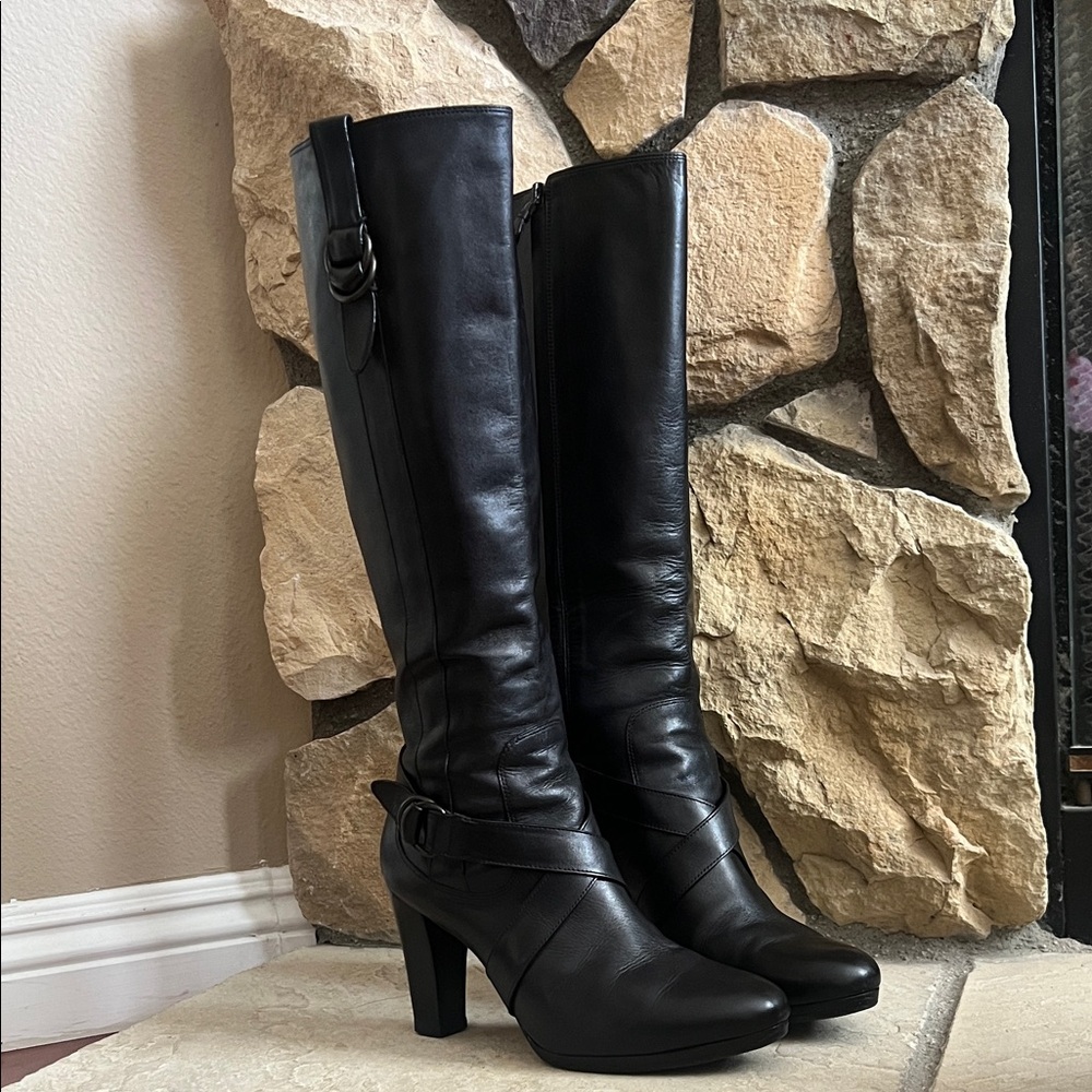 Black Leather Knee-High Boots - Picture 9 of 9
